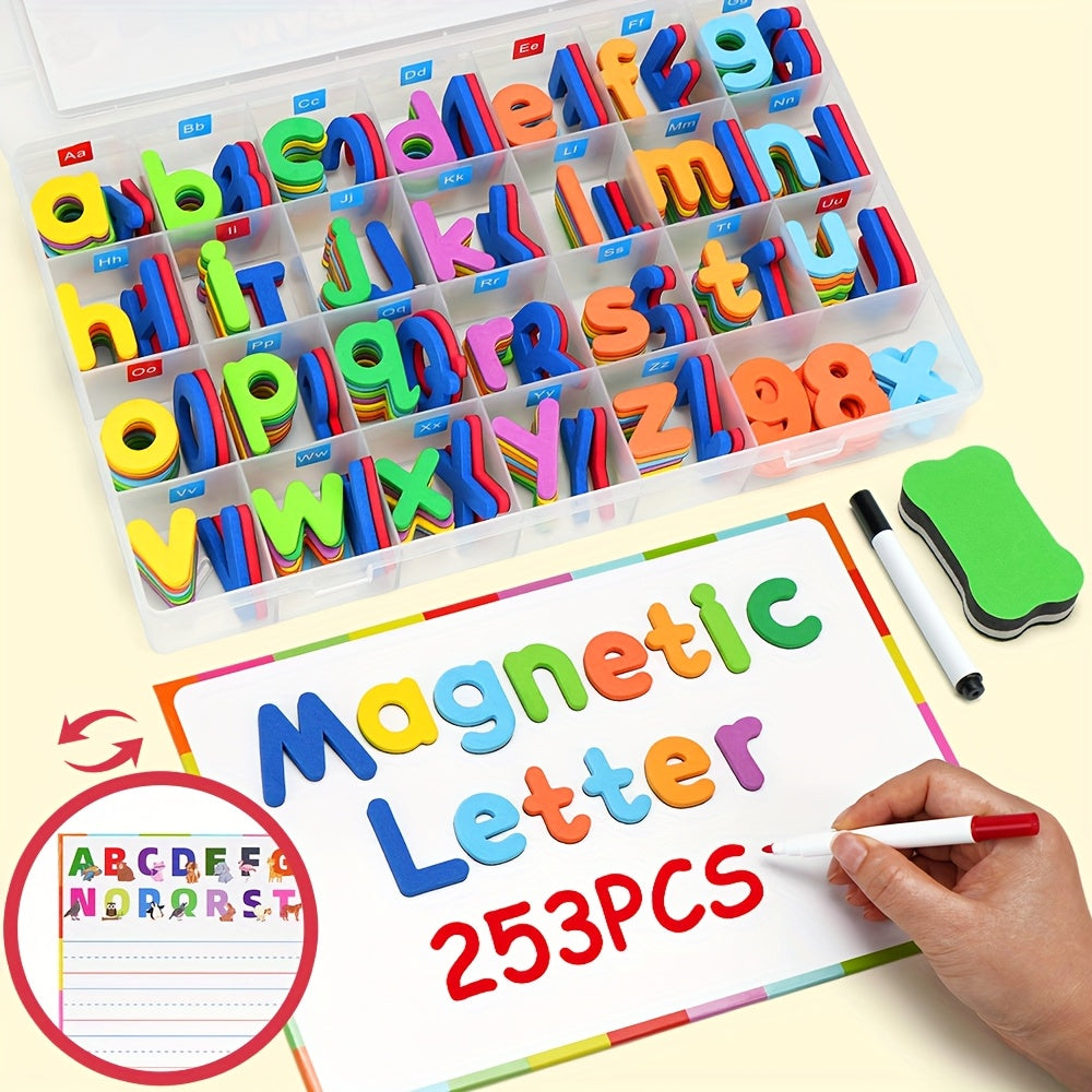 Magnetic Letters Numbers for Kids 253PCS Alphabet Fridge Magnets Educational Toys for Toddlers Spelling Learning STEM Classroom Homeschool Gift