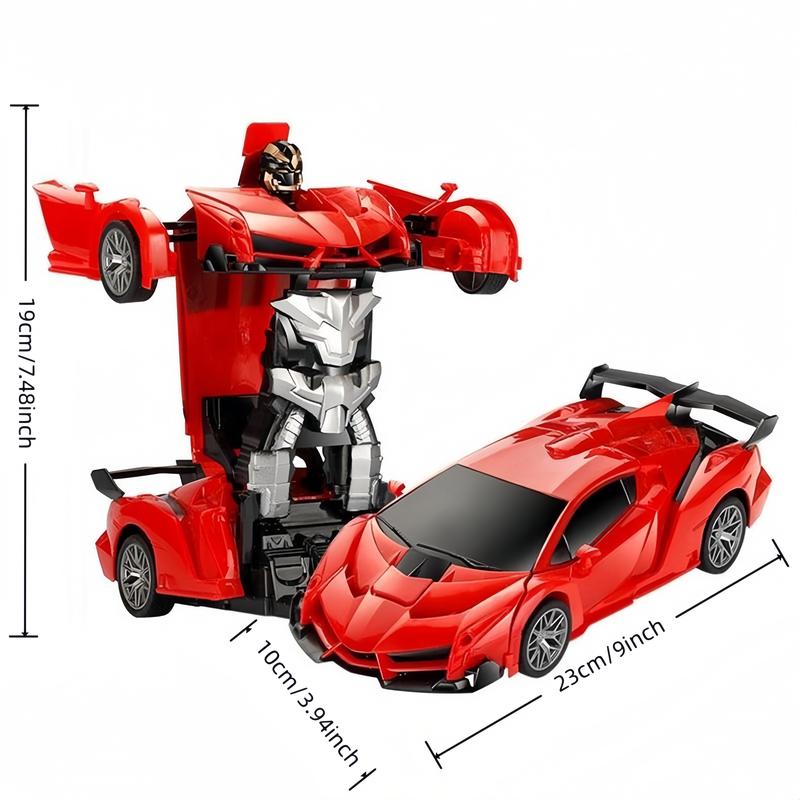 Transforming Remote Control Car, TIBIBEE 1:18 Robot Toy with 2.4GHz Control, 360-Degree Spins, LED Lights and Two Rechargeable Batteries