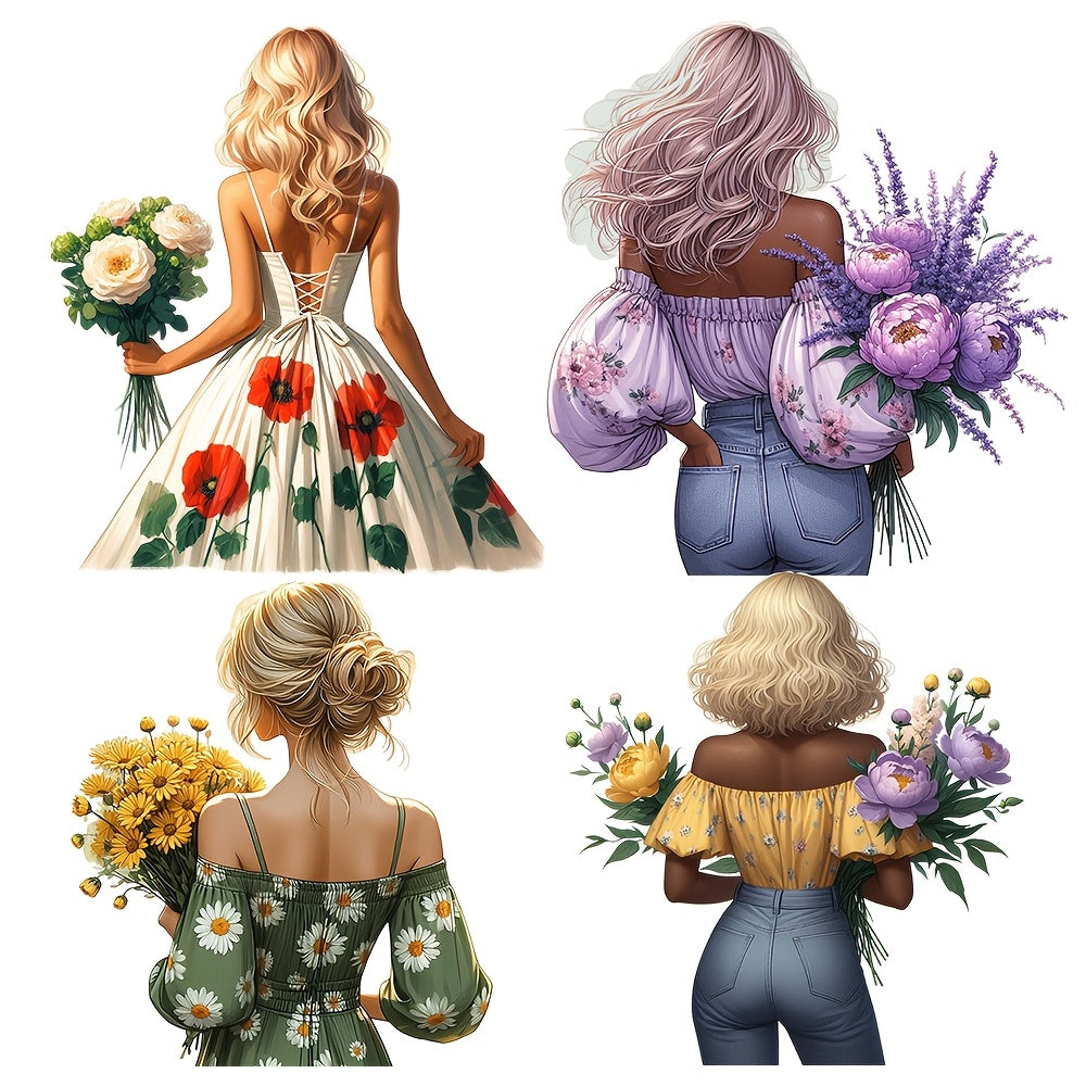 Floral Girl Journal Stickers – 2 Styles Aesthetic Cut-Out Sticker Sheets for Journaling, Scrapbooking, Planners & Bullet Journals, Cute Botanical Girl Art Stickers for Teens & Adults