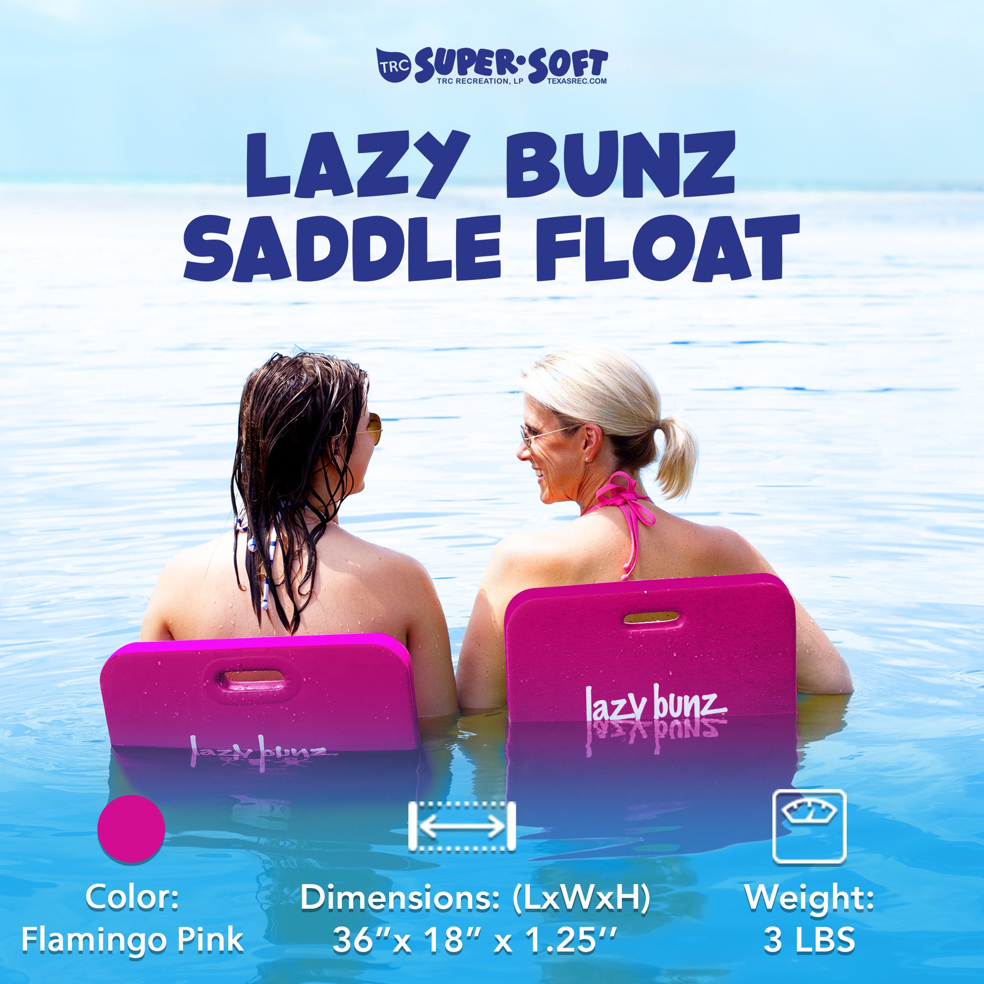 Foam Water Saddle Pool Float Lounger for Adults and Kids – No Inflation Needed, Vinyl-Coated Closed-Cell Foam, 36x18 Inch Pool Chair for Swimming Pool, Lake, River and Beach