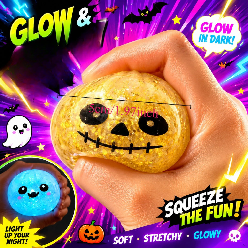 Glow in the Dark Squishy Toy Set 9pcs Halloween – Slow Rise Squeeze Stress Relief Dumpling Steamer Sensory Party Favor Kit Spooky Gift for Kids Adults