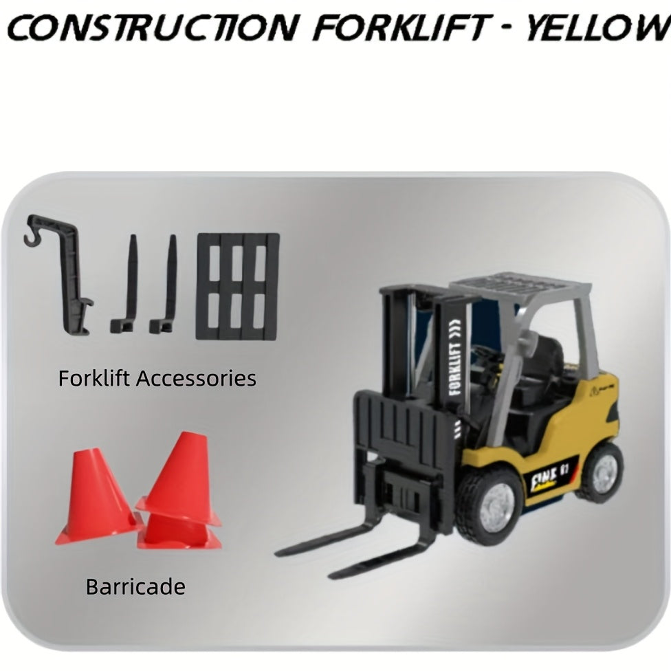 1/64 Scale Mini Alloy Forklift Truck with Flatbed – USB Rechargeable Die-Cast Metal Toy Truck for Boys & Girls, Multi-Functional Monster Truck, Collectible Display & Outdoor Play