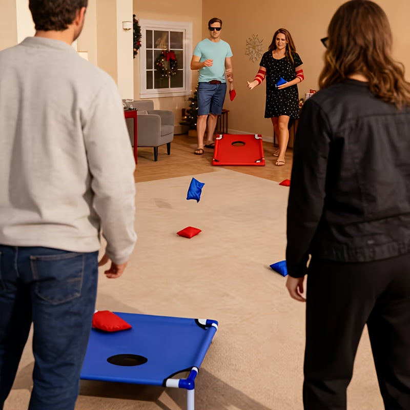 Bean Bag Toss Game Set Portable Cornhole Board – Foldable Outdoor Backyard Game with 12 Bean Bags & Storage Bag – Family Party Camping Lawn Game for Kids & Adults, Red or Blue