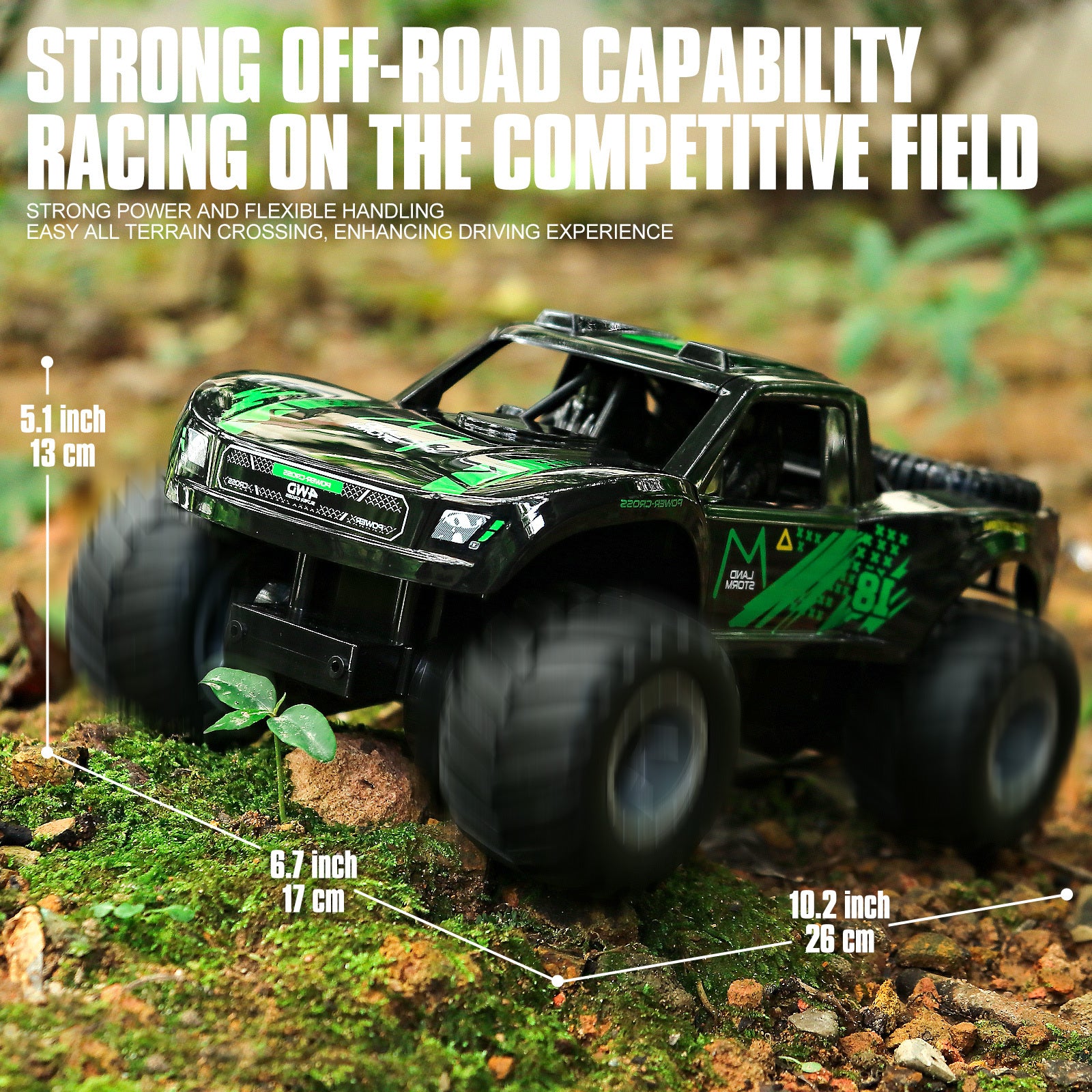 Amphibious RC Monster Truck 1:16 Scale 4WD Waterproof - 2 Rechargeable Batteries, All Terrain Off-Road RC Car for Kids Boys Ages 4-7, Birthday Gift