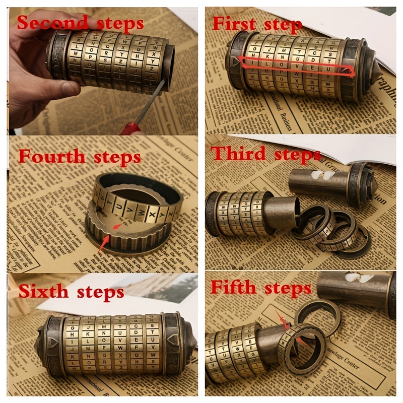 Retro Mini Combination Lock Brain Teaser Puzzle Boxed Gift Set Escape Room Prop Fun Creative Gift for Adults Teens Birthday Valentine Wedding Christmas