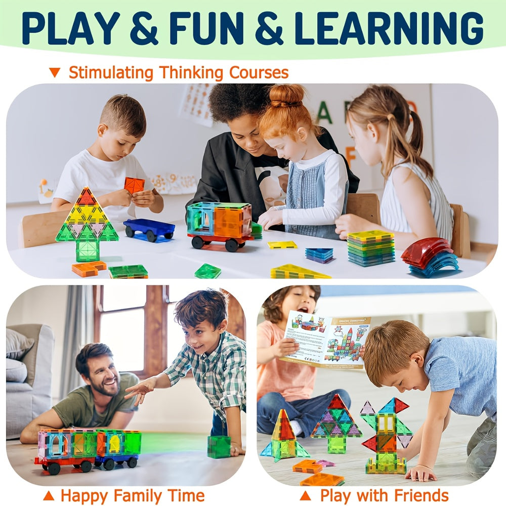 102pcs Magnetic Building Blocks STEM Toy for Kids Ages 3+ - Animal Village House Shapes, Shape Sorting Color Recognition Educational Preschool Gift Boys Girls