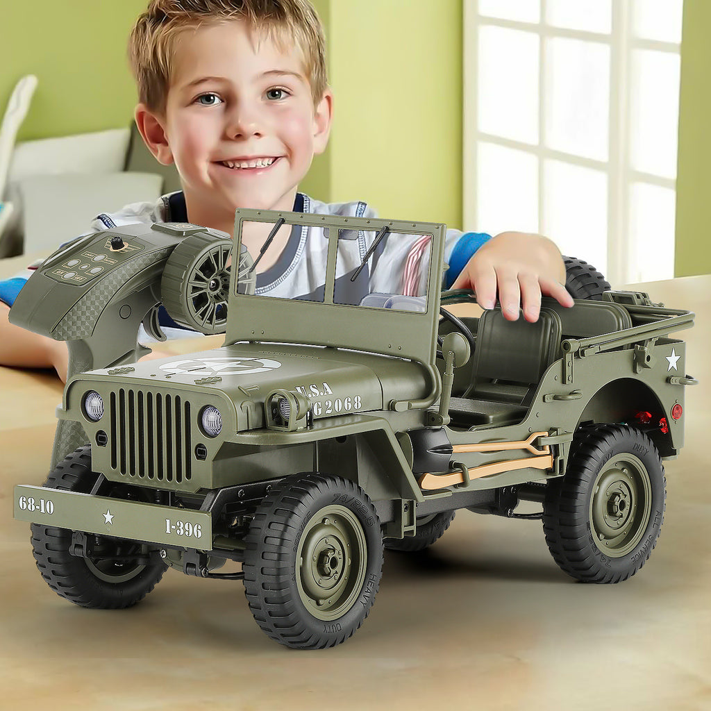 RC Truck 1:10 Scale 4WD 4x4 Off Road Remote Control Car Full Proportional 2 Rechargeable Batteries All Terrain Big RC Vehicle Gift for Boys Youth