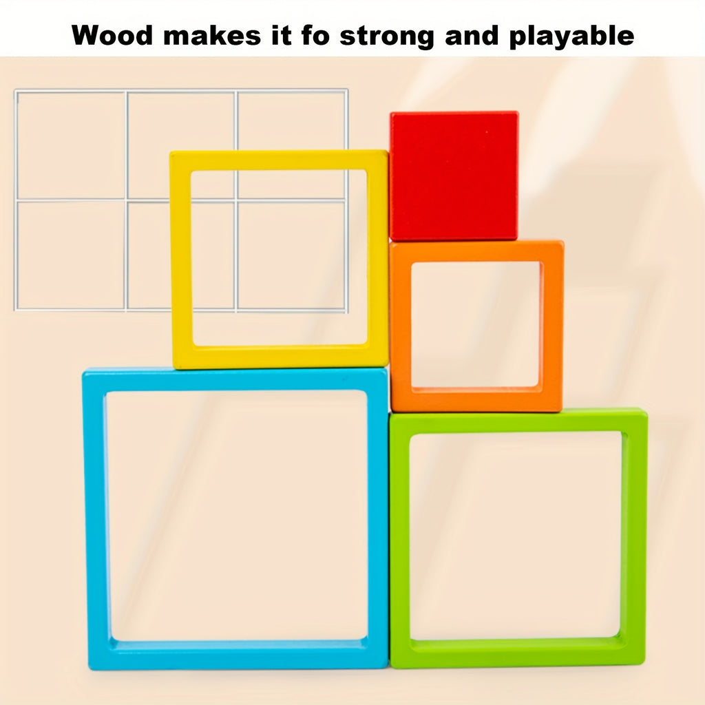 3D Rainbow Wooden Puzzle Handheld Brain Teaser for Teens Kids Adults - Educational Focus Toy Concentration Fine Motor Skills Builder, Portable Stress Relief Fidget Puzzle, Halloween Christmas Birthday Gift