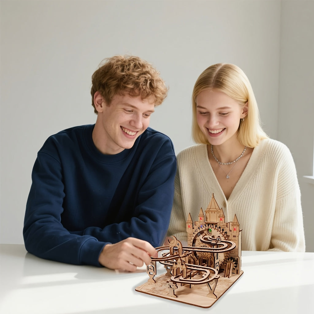 3D Electric Marble Run STEM Construction Set – Handmade Logic Building Toy, Educational Marble Track Kit for Kids, Creative Brain Puzzle Gift