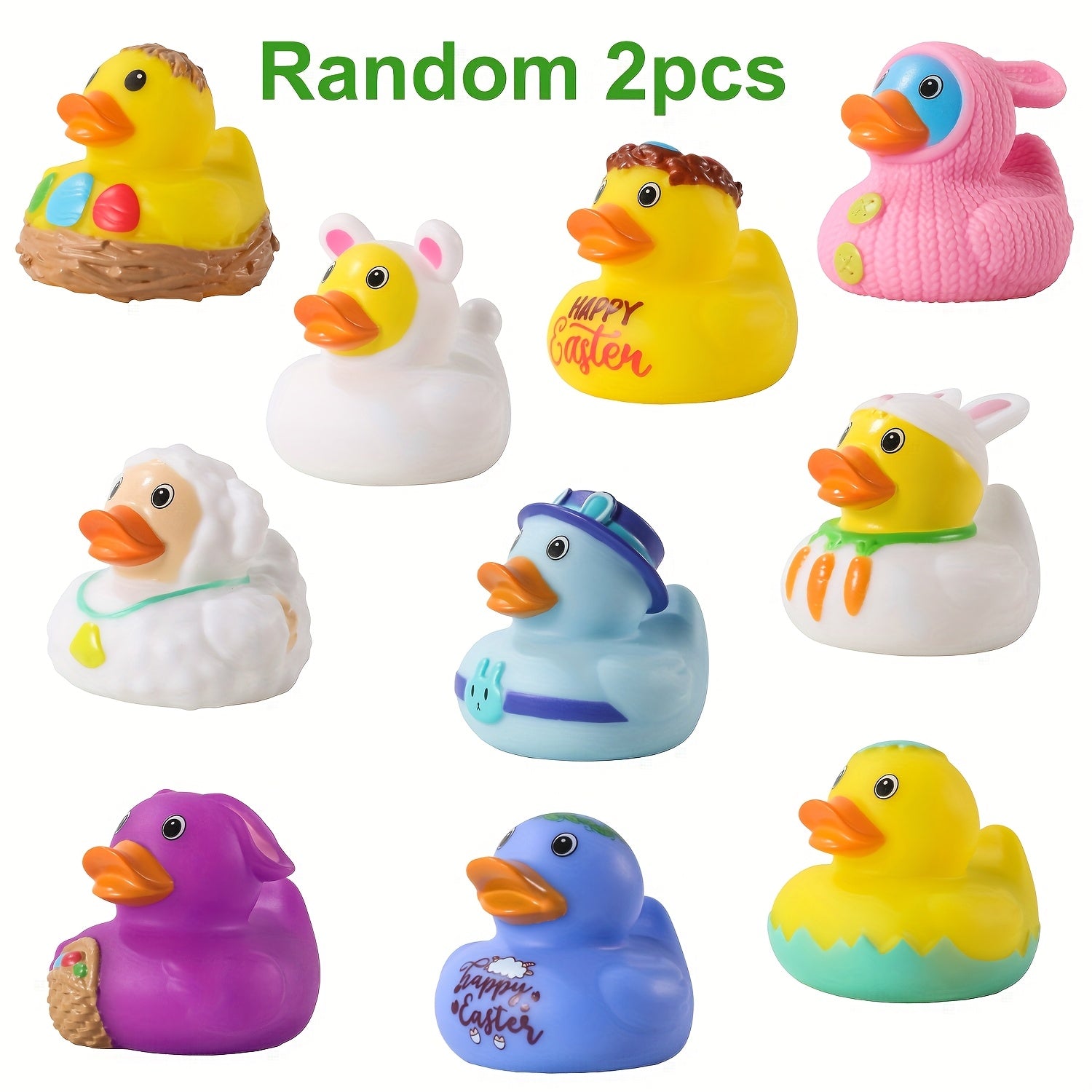 No Hole Duck Bath Toys Light Up - Colorful LED Glowing Rubber Ducks for Bathtub Pool, Mold-Free Water Toys, Easter Birthday Gift for Baby Toddler Boys Girls, Random Colors