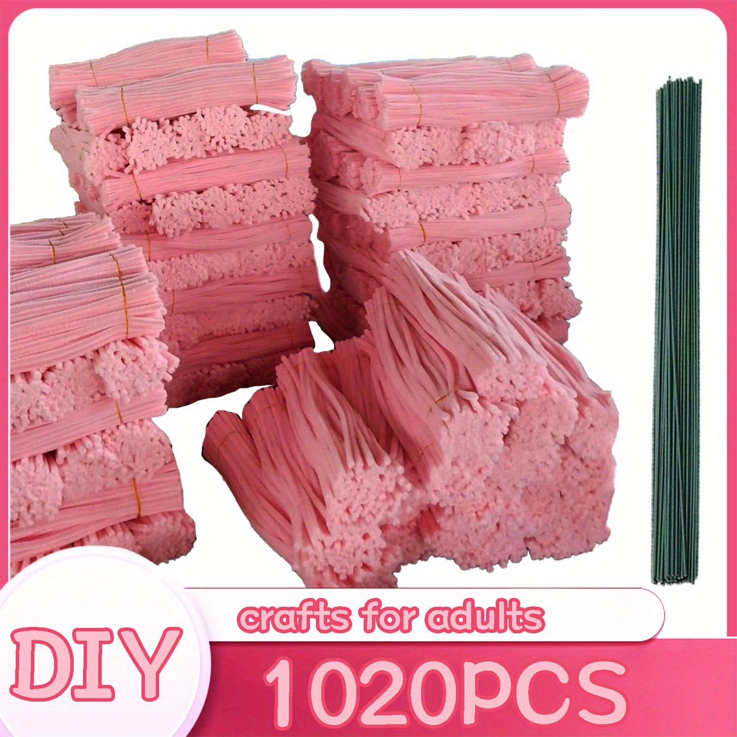 1020pcs Pipe Cleaners Craft Kit in 20 Colors – Upgraded Thick Fuzzy Chenille Stems with Flower Rods for DIY Arts & Crafts, Kids Projects, School Supplies & Creative Activities