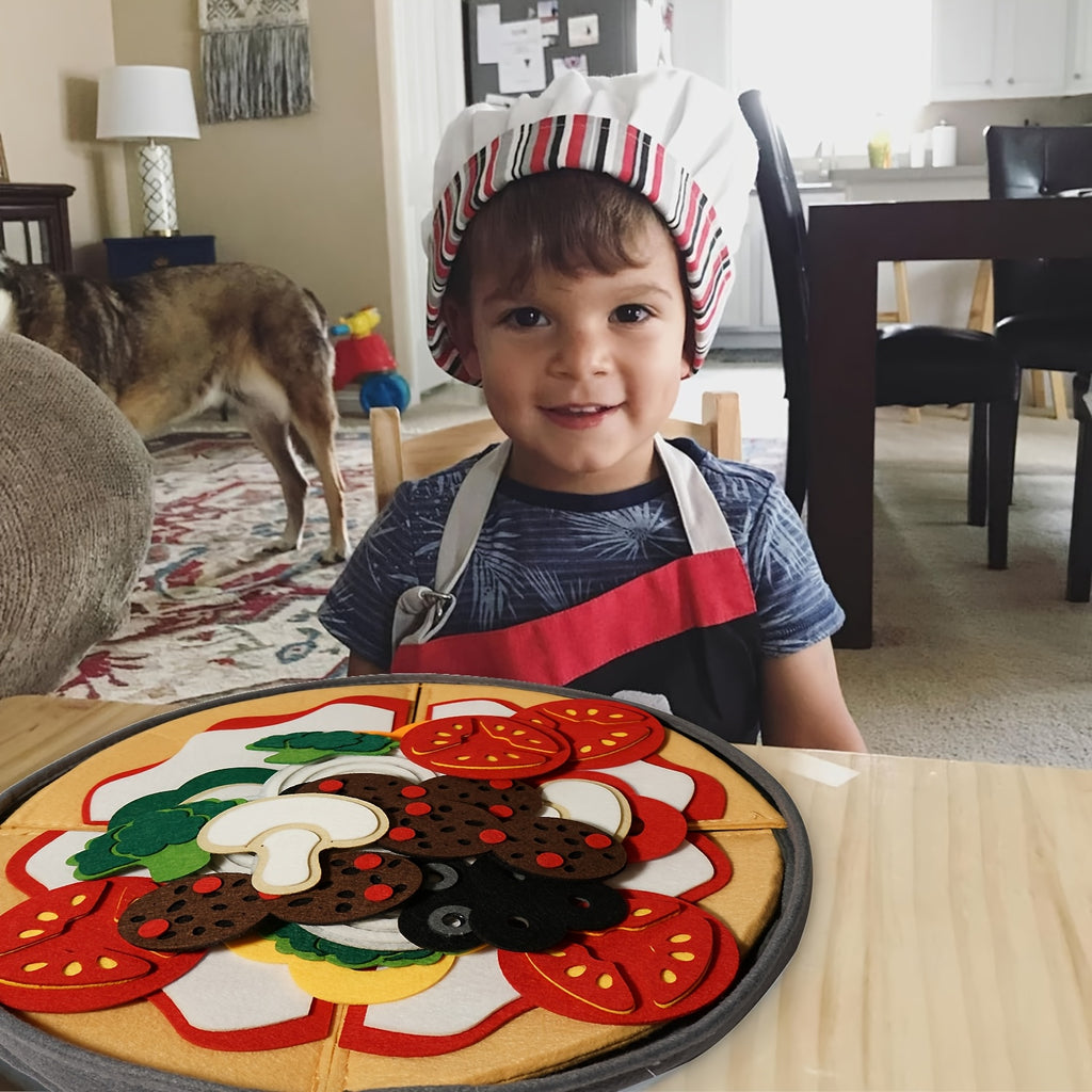 Kids Pizza Toy Set 41-Piece, Felt Kitchen Pretend Play Food Toy for Toddlers, Parent-Child Interaction Game, Birthday Gift for Boys Girls Ages 3+