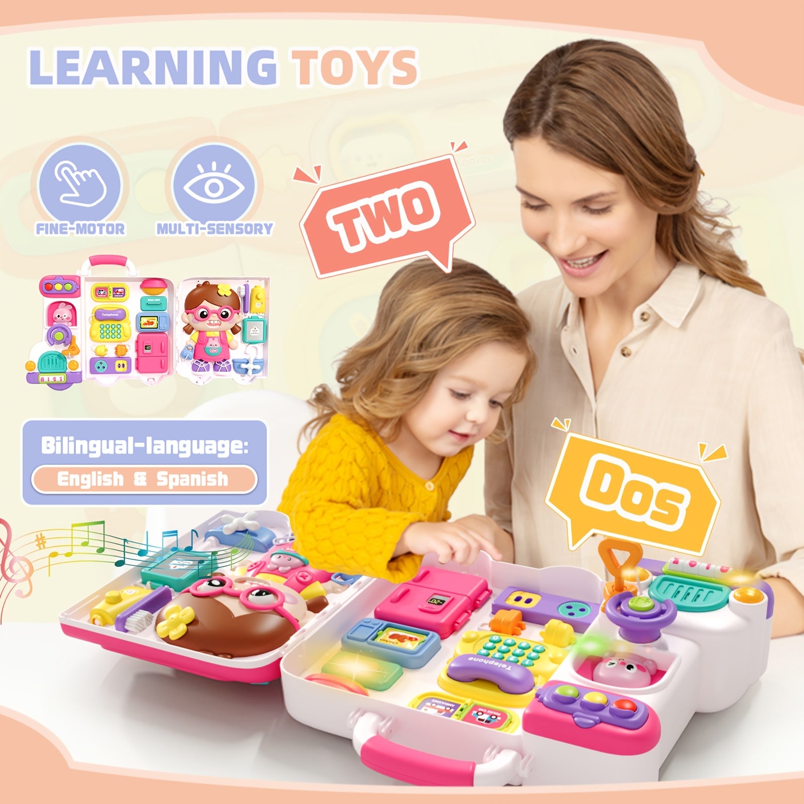 54-in-1 Musical Baby Busy Board for Toddlers - Early Educational Toy with Motor Skills Development, Montessori Activity Board, Birthday Gift for Baby Boys Girls 1-3 Years
