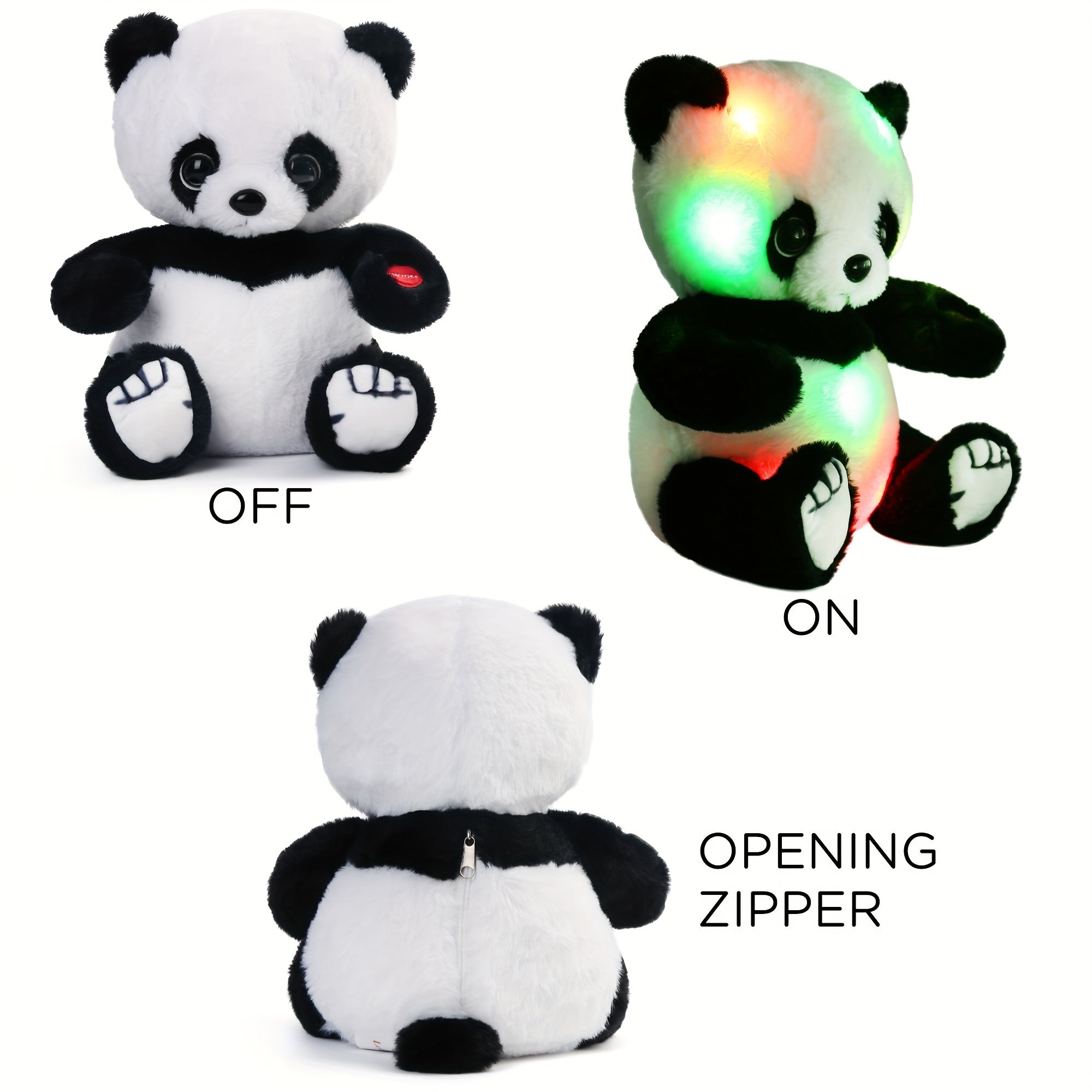 Light Up Panda Stuffed Animal 8 & 12 Inch – Cute Glowing Panda Bear Plush with LED Light, Hugging Toy Birthday Gift for Kids Boys Girls Christmas