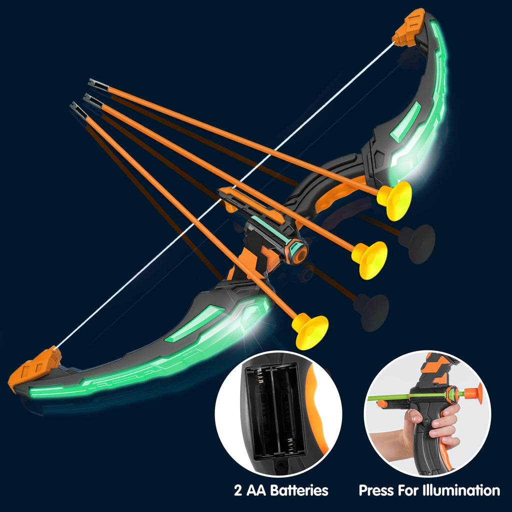 Kids LED Light Up Bow and Arrow Archery Set Ages 6-12 with 9 Suction Cup Arrows Targets Case ASTM Certified Indoor Outdoor Birthday Christmas Gift Boys Girls