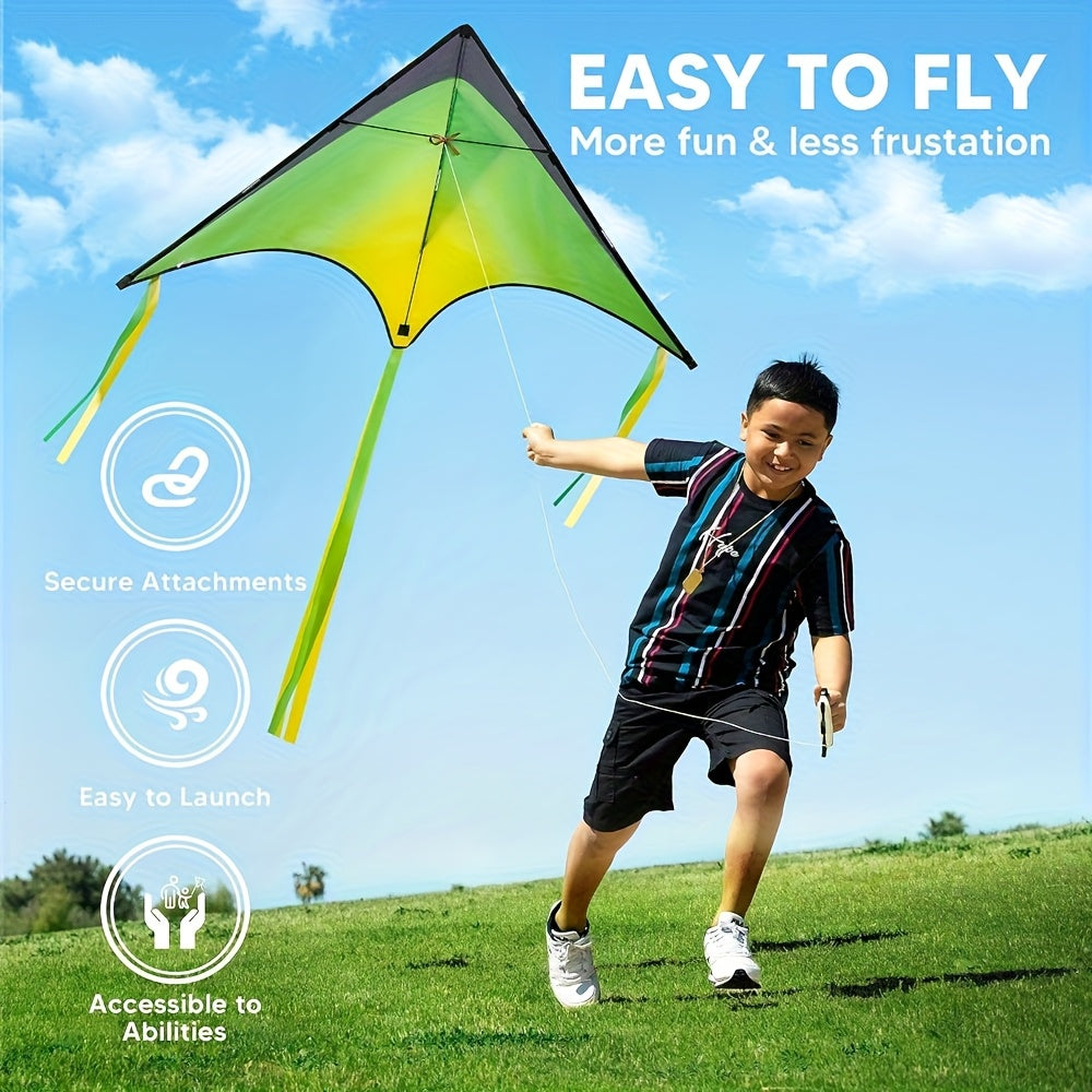 Large Delta Kite 3 Pack for Kids Adults, Easy to Fly Gradient Colorful Kites with 262.5ft String & Flowing Tails, Outdoor Beach Park Toy for Boys Girls Family, Birthday Summer Holiday Gift