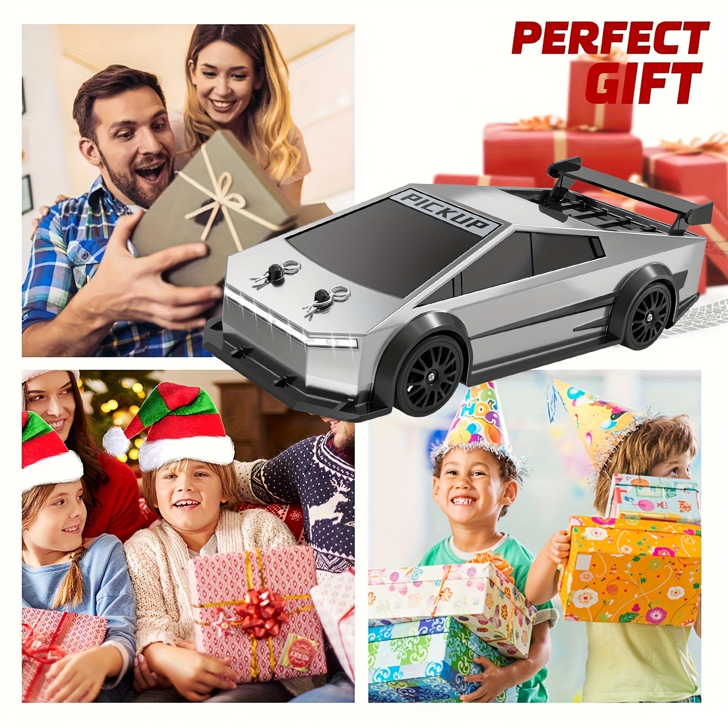 RC Car 1:24 Scale 4WD High Speed Drift Car with LED Lights & 2.4GHz Remote Control – All Terrain Off-Road Toy Car for Kids Boys Girls, Birthday Christmas Halloween Gift