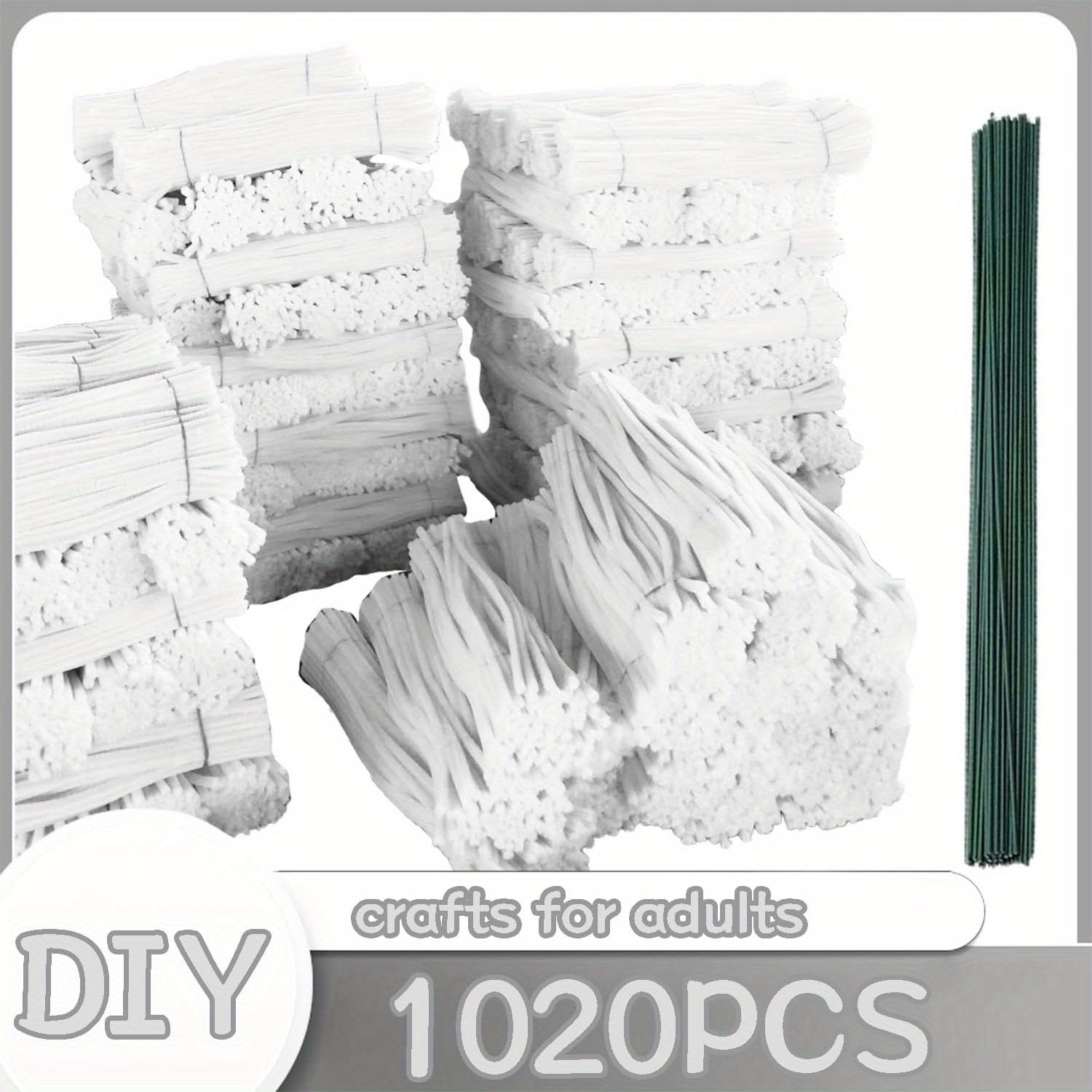 1020pcs Pipe Cleaners Craft Kit in 20 Colors – Upgraded Thick Fuzzy Chenille Stems with Flower Rods for DIY Arts & Crafts, Kids Projects, School Supplies & Creative Activities