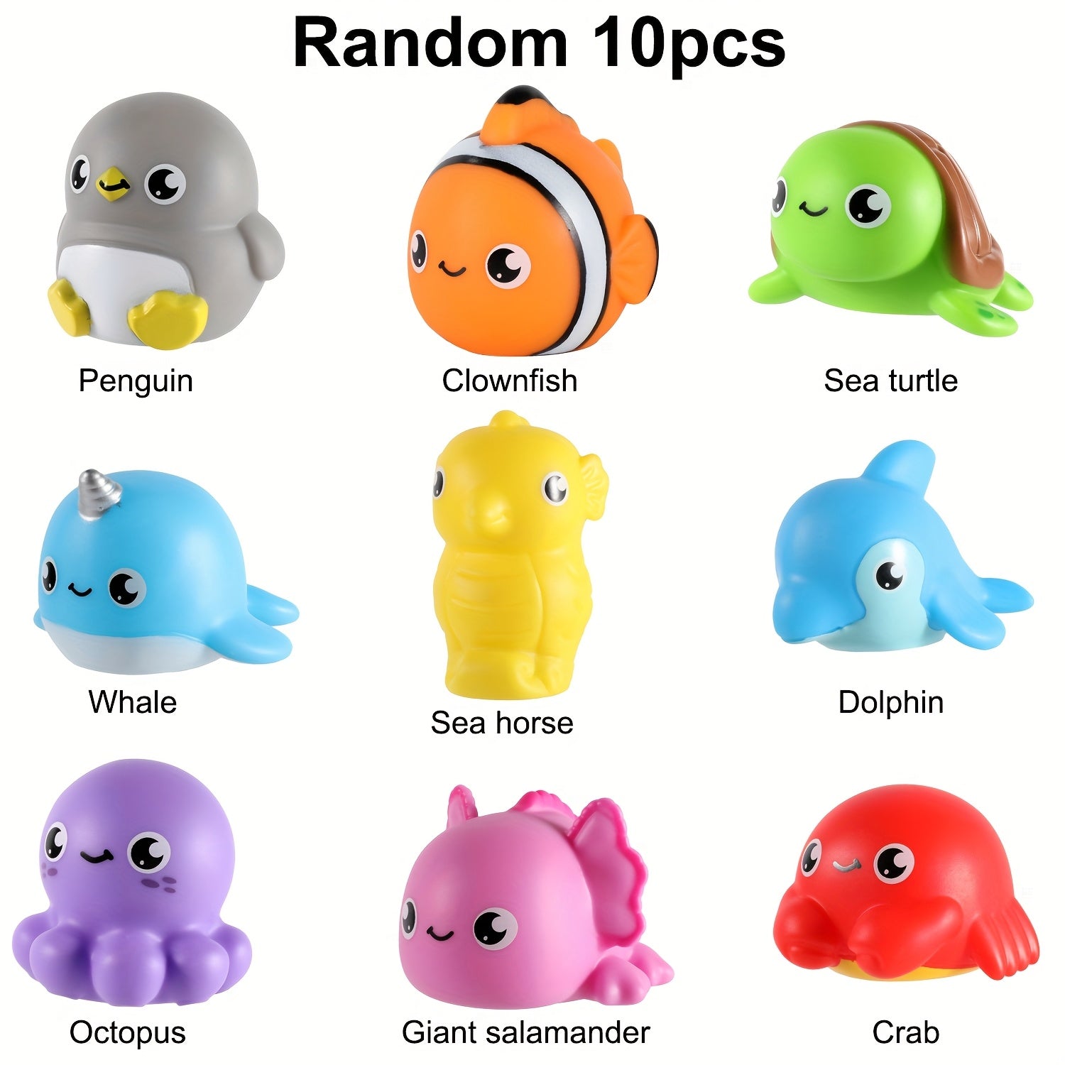 Light-Up Sea Animal Bath Toys 8 or 10 Pcs – Glowing Ocean Animal Bathtub Toys for Baby & Toddlers, Water Pool Toys for Boys & Girls, Random Colors, Fun Kids Gift