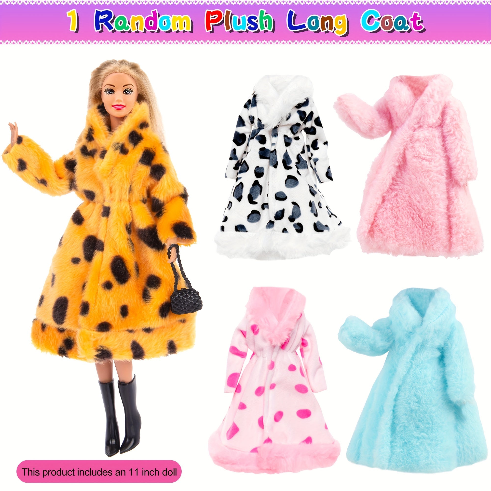 47pcs Fashion Doll Set 11.5 Inch with Fur Coat, Princess Gowns, Dresses, Shoes, Dog & Crowns – Complete Doll & Clothes Gift for Girls Ages 4-12, Mix & Match Wardrobe Included