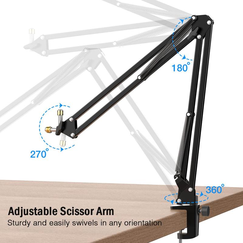 Microphone Boom Arm FIFINE CS1, 13-Inch Scissor Suspension Stand with Desk C-Clamp and 3/8 to 5/8-Inch Adapter for Streaming and Recording