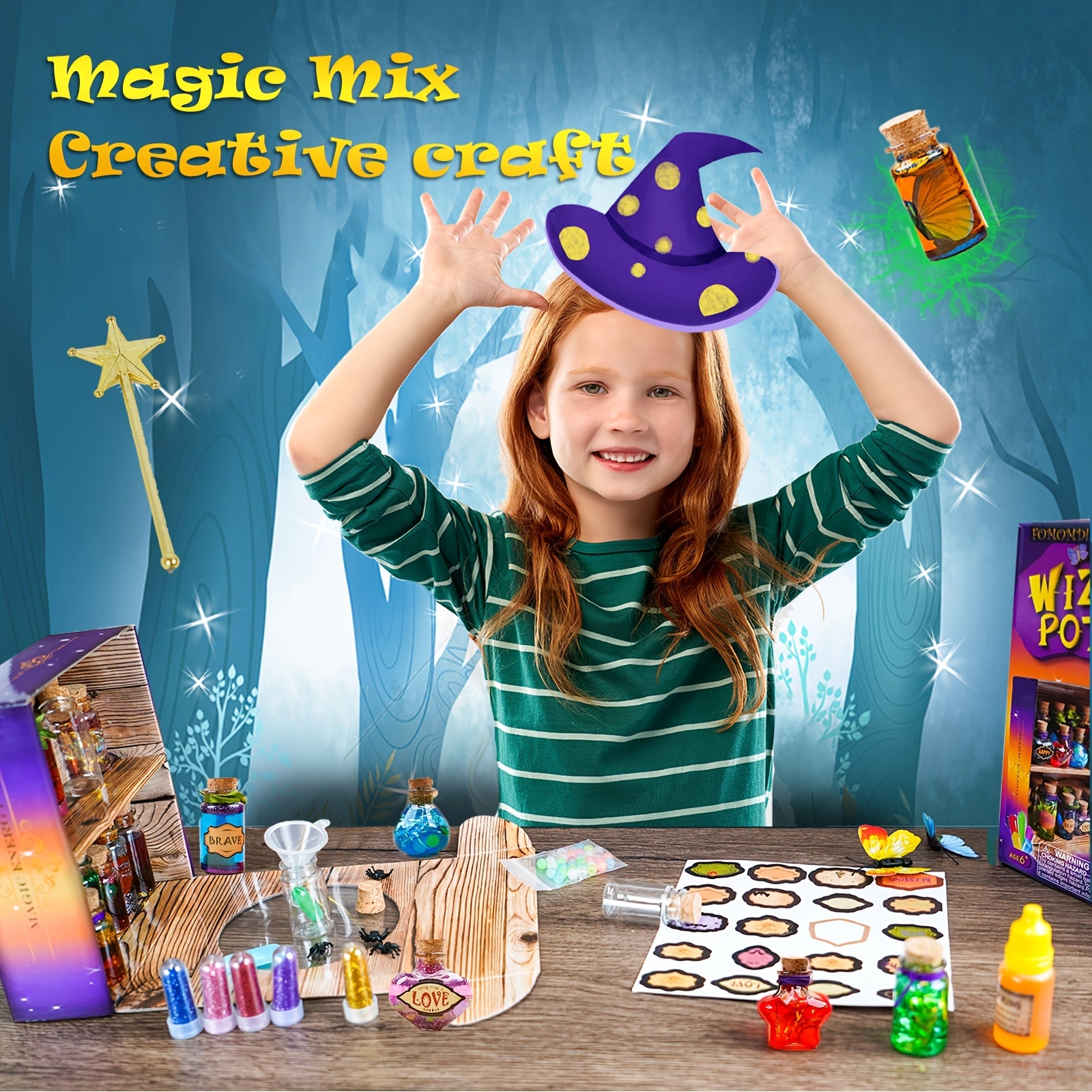 DIY Magic Potion Craft Kit for Kids – Wizard Potion Bottle Making Set – Fantasy Arts & Crafts for Boys & Girls Ages 6+ – Halloween Party Activity – Christmas & Birthday Gift