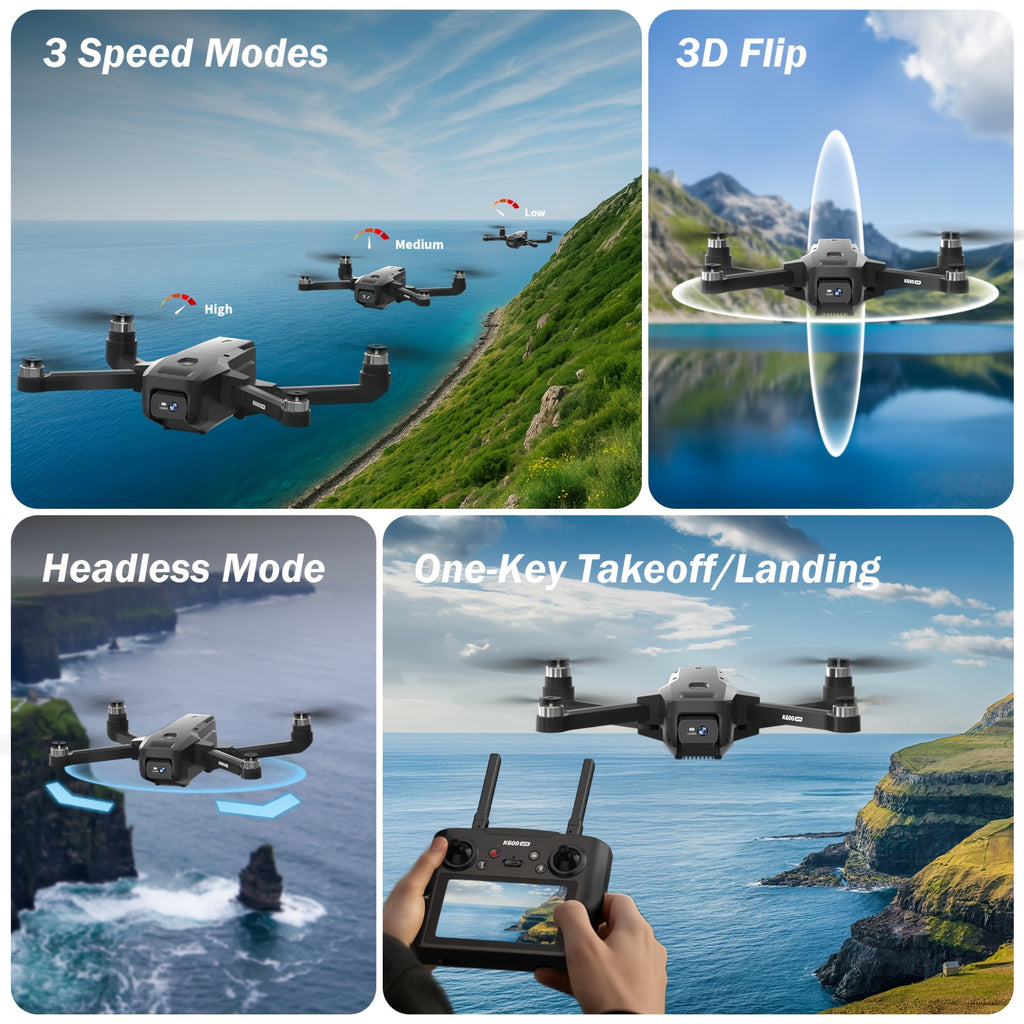 GPS Drone with Camera for Adults, 4.5" LCD RC Screen, Brushless Motor, Follow Me, Auto Return, Gesture Control, Altitude Hold, 3 Speeds, Under 250G – Supports 32G SD Card