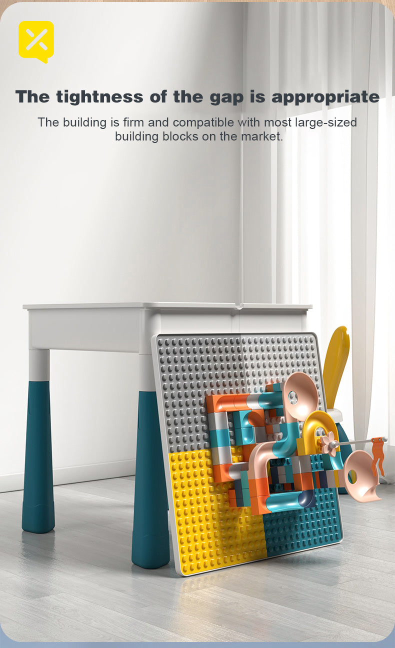 Kids Activity Table with Building Blocks All-in-One Toddler Play Table – Space-Saving Corner Design Durable ABS Plastic, Multifunctional Learning Desk Gift for Boys Girls Ages 1-6 Christmas Birthday