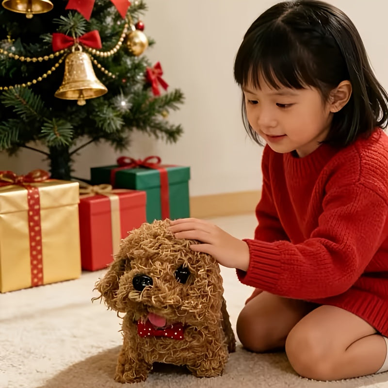 Realistic Robot Puppy Toy - Lifelike Interactive Dog Walks Barks Wags Tail, Soft Plush AI Pet for Kids, Birthday Halloween Christmas Gift for Boys Girls Ages 3+