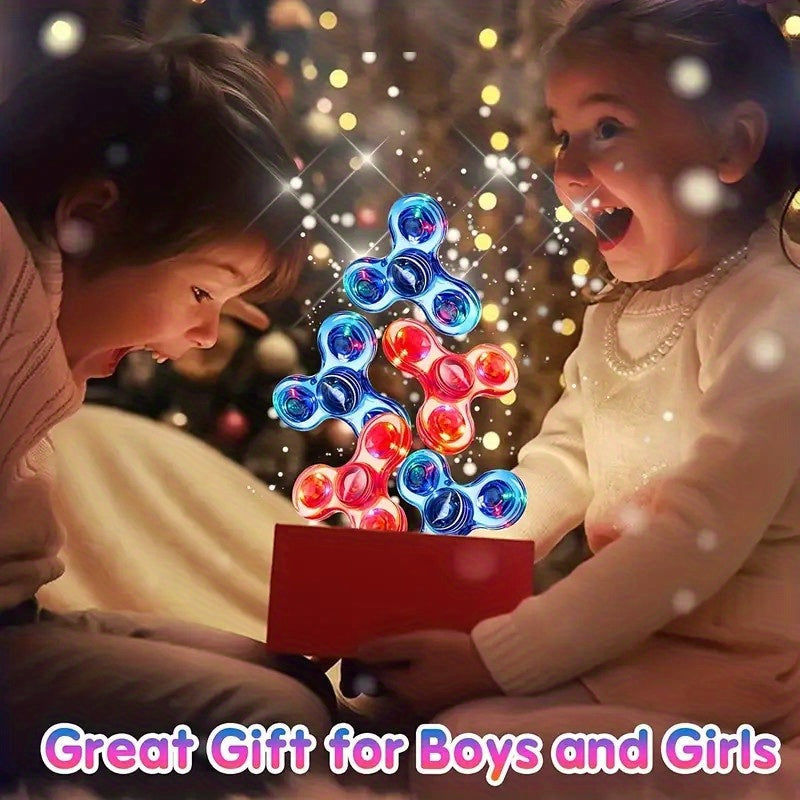 Glow in the Dark Fidget Spinner 12 Pack LED Crystal Spinning Top 4-Gear Adjustable Speed Stress Relief Toy for Kids Teens Adults Party Favor Gift