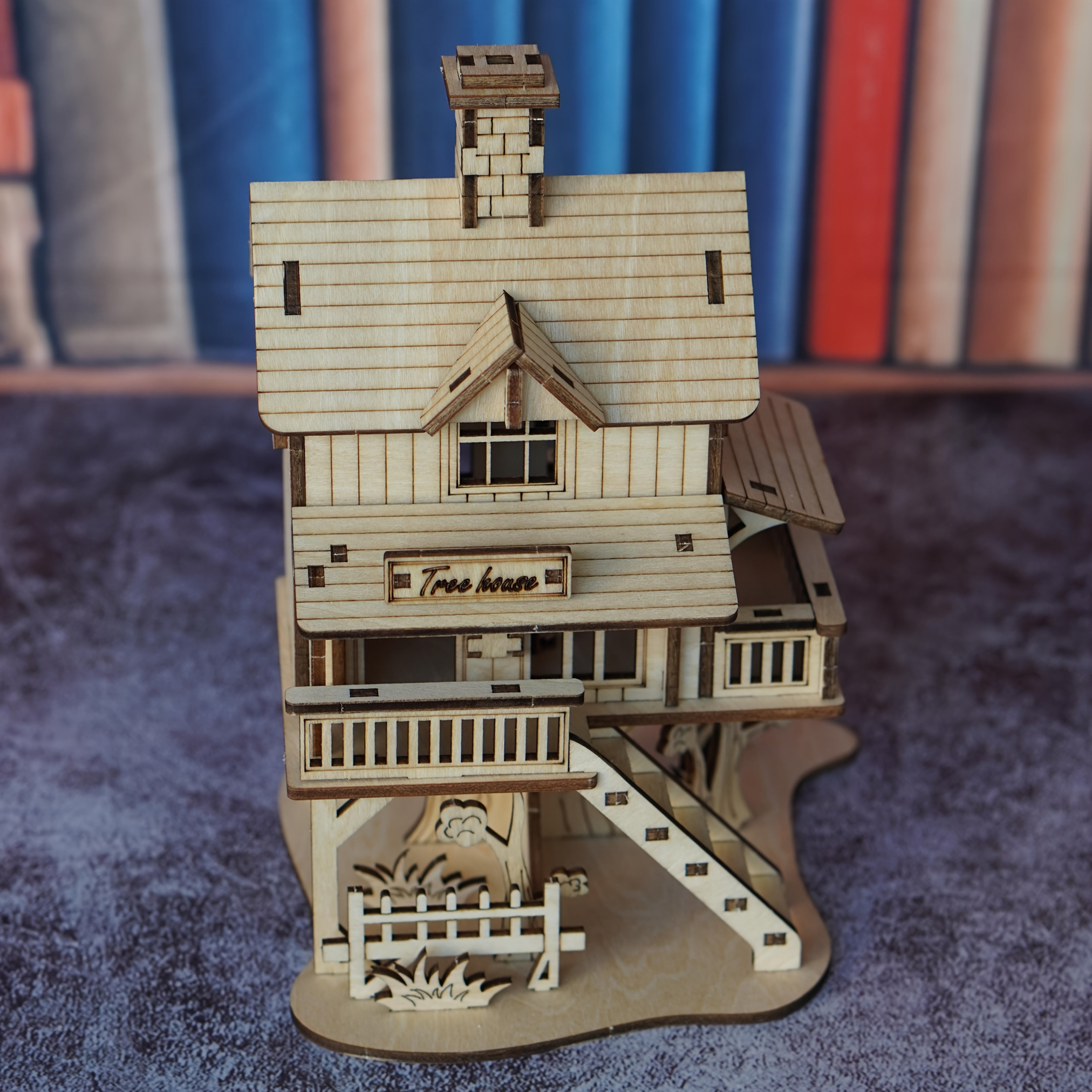 3D Wooden Cabin Puzzle Model DIY Building Kit Rustic Treehouse Architecture Interlocking Blocks Craft Set for Adults Teens Home Decor Gift