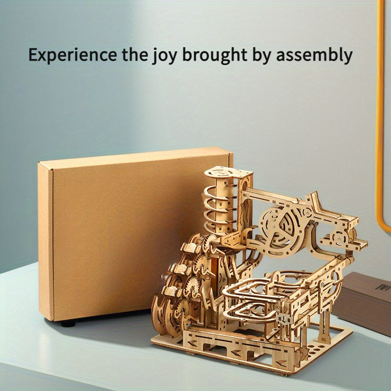3D Wooden Ball Track Puzzle for Adults STEM Project, High-Difficulty Wood Building Model with 2 Expansion Sets, Home Decoration Holiday Birthday Gift for Men & Women
