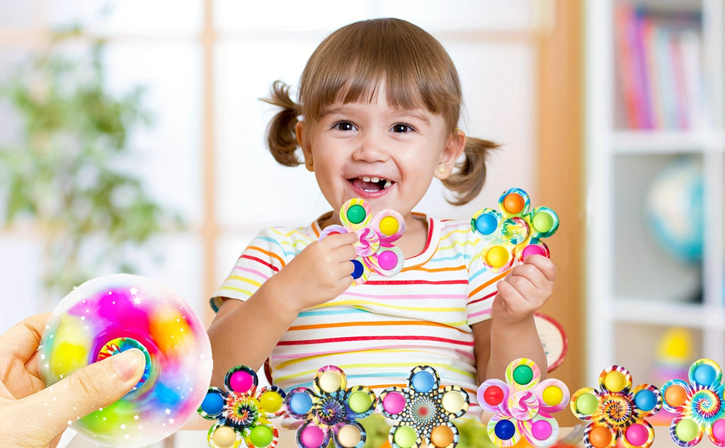 Bubble Pop Fidget Spinner Toys 32 Pack - Press Sensory Spinners Anxiety Relief Party Favors Goodie Bag Fillers Classroom Rewards Boys Girls Birthday Christmas