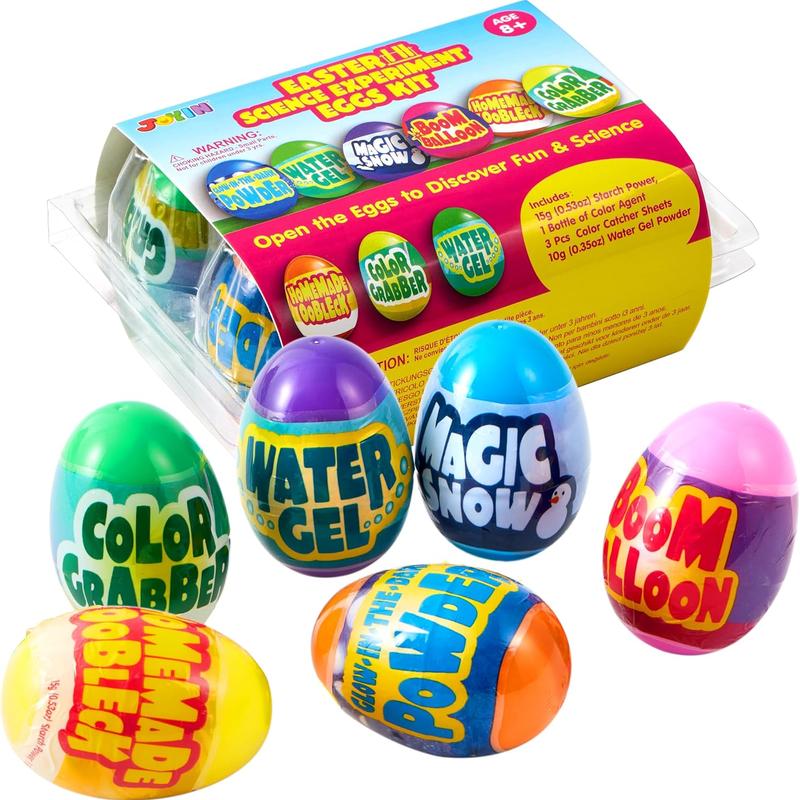 Prefilled Easter Eggs with Science Experiments, JOYIN 6-Pack STEM Activity Kits for Kids, Easter Basket Stuffers, Egg Hunts & Classroom Party Favors