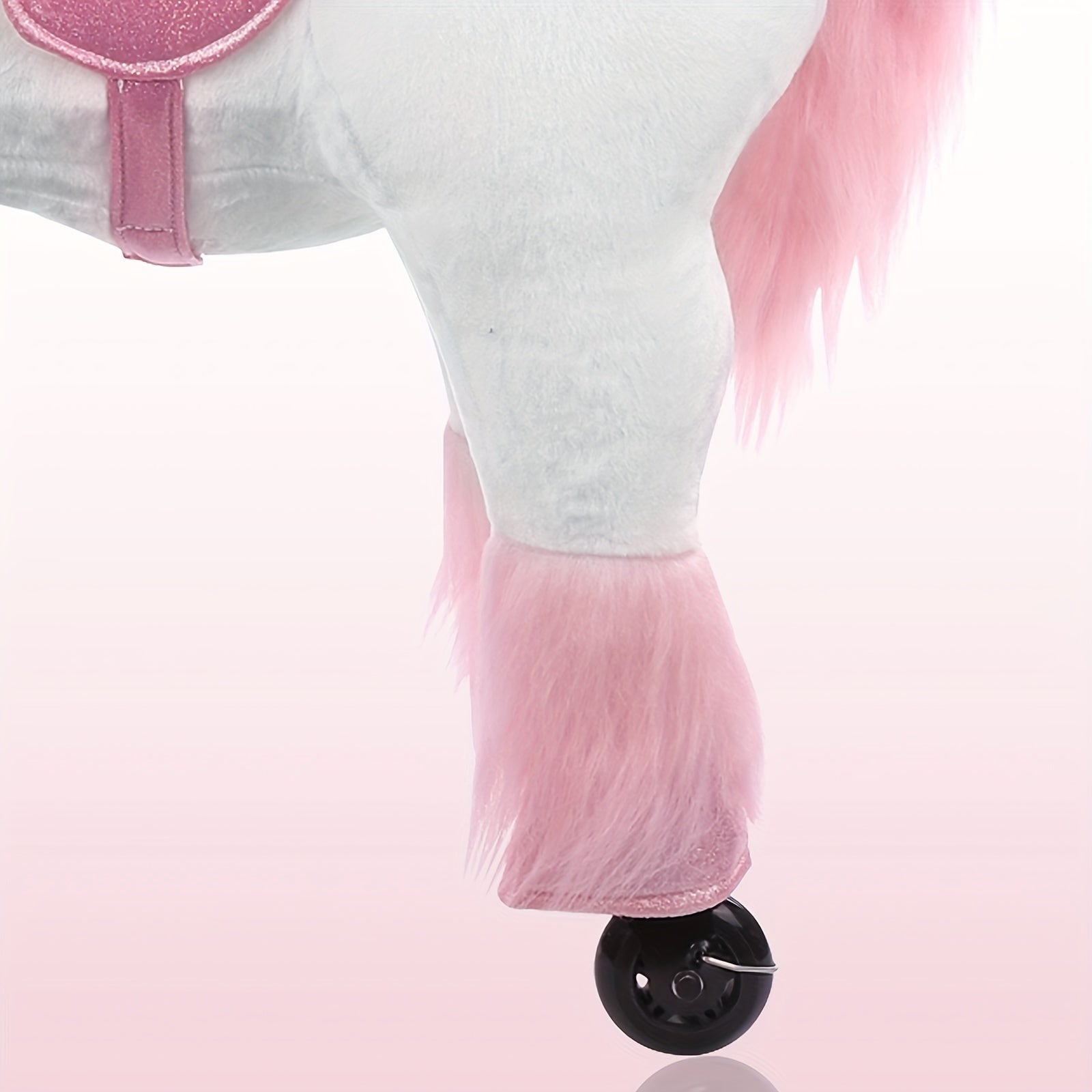 Ride On Unicorn Horse Toy with Wheels for Kids Ages 3-9 - Plush Walking Horse No Battery Pink White Unicorn Size S M Birthday Christmas Gift