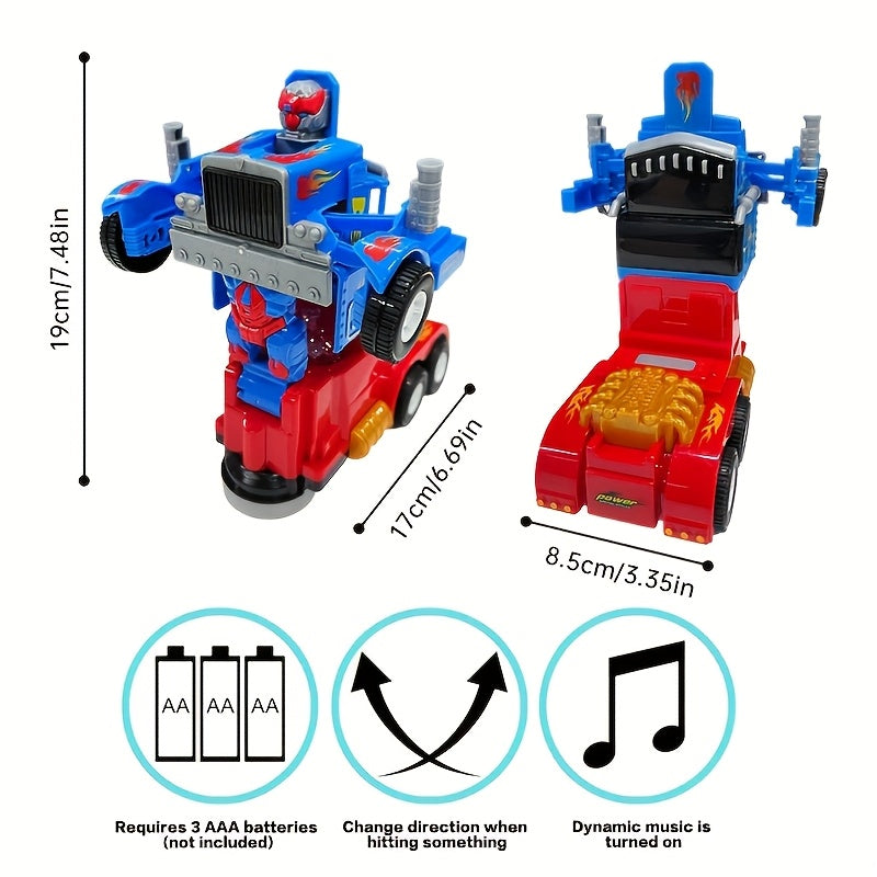 Transforming Robot Big Truck Toy with Lights and Music Automatic Transformation Obstacle Avoidance Kids Holiday Birthday Gift for Boys Girls