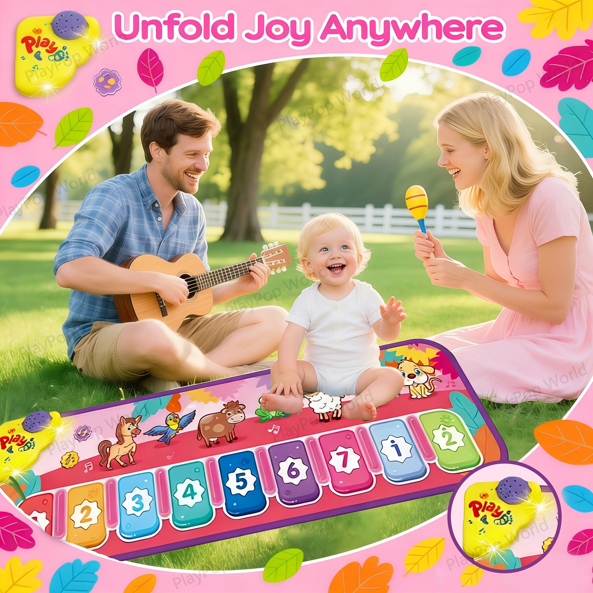 Kids Piano Play Mat – Farm Animal Musical Carpet Dance Mat with Keyboard & Sounds, Sensory Educational Toy for Babies Toddlers Boys Girls Indoor Outdoor, Birthday Christmas Gift
