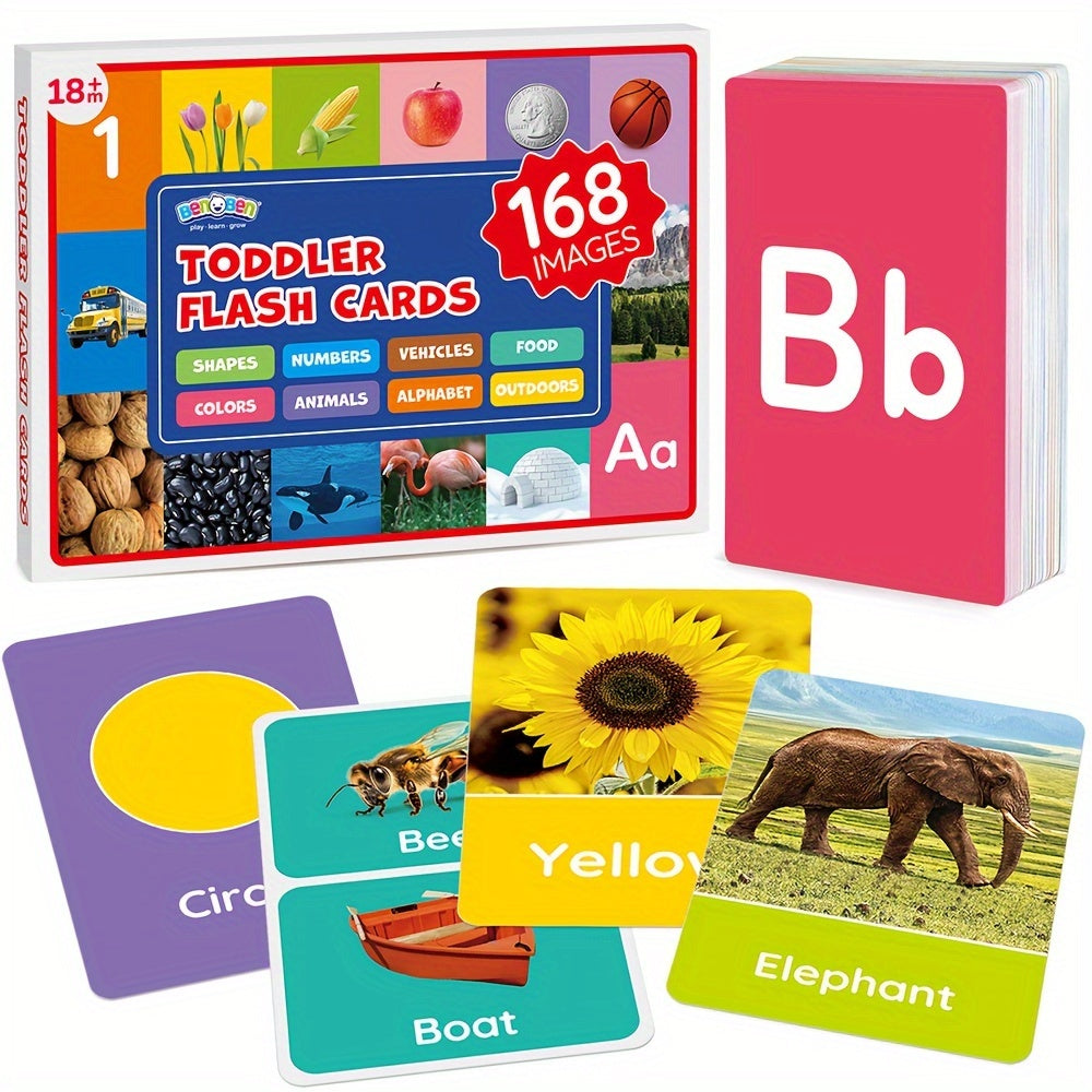ABC Alphabet Flashcards 84 Double-Sided Educational Flash Cards for Toddlers Kids Preschool Learning – Letters Numbers Animals Shapes Colors Daily Objects