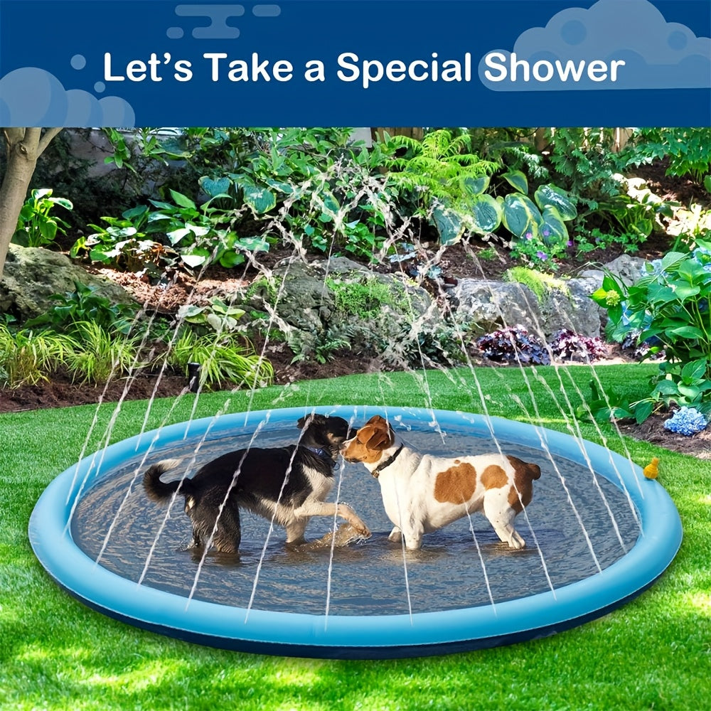 Splash Pad for Large Dogs – Extra Thick 0.6mm Non-Slip Dog Sprinkler Pool & Cooling Mat, Heavy Duty Outdoor Summer Water Play Fountain for Jumbo Breeds