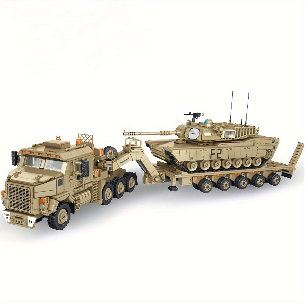 3482pcs MOC Tank Hauling Armored Transport Vehicle Building Block Set - Adult Military Collection Display Model, Military Enthusiast Gift