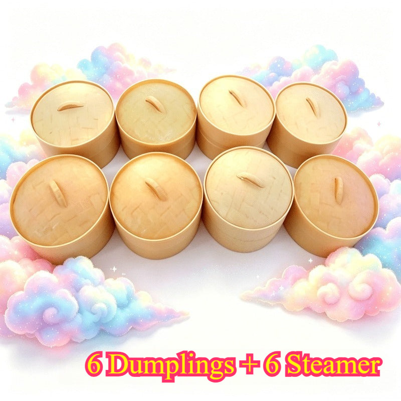 Kawaii Steamed Bun Squishy Plush Toy Set 12pcs – 6 Soft Slow Rise Buns & 6 Steamer Baskets, Sticky Sensory Fidget Collectible Gift for Kids Adults Christmas Birthday