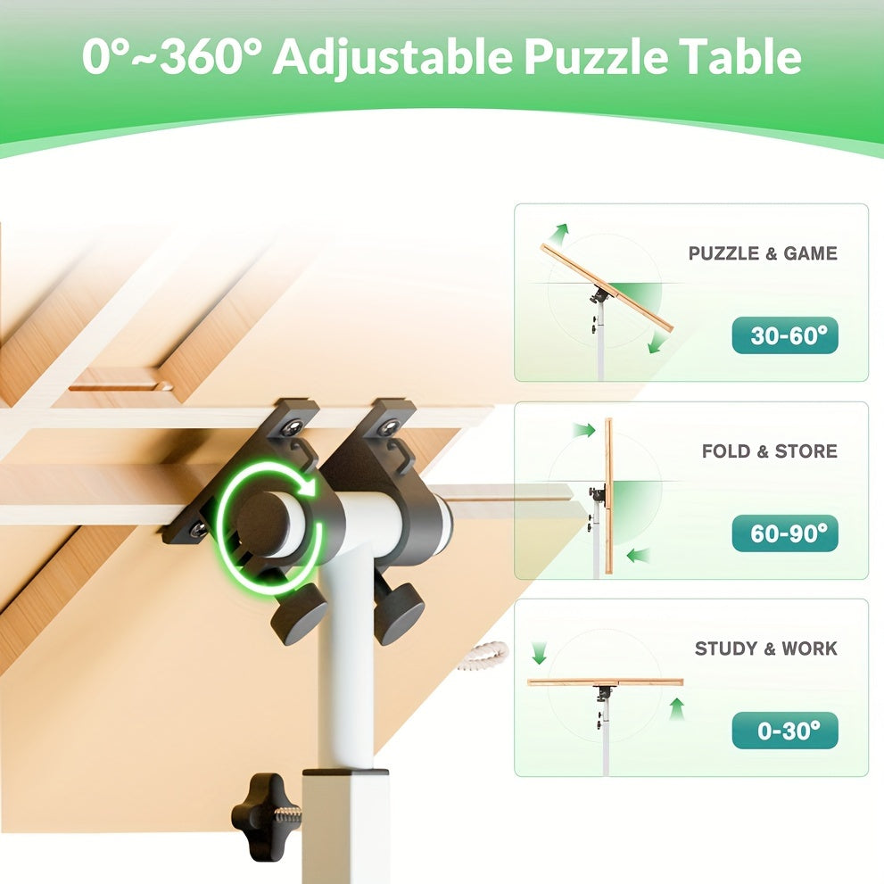 Jigsaw Puzzle Table with 4 Drawers for 1500 Pieces Adjustable Angle & Height 35x26 Inch Tilting Puzzle Board Metal Legs Ergonomic Gift for Adults Neck Back Pain Relief