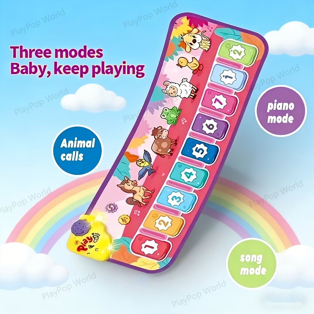 Kids Piano Play Mat – Farm Animal Musical Carpet Dance Mat with Keyboard & Sounds, Sensory Educational Toy for Babies Toddlers Boys Girls Indoor Outdoor, Birthday Christmas Gift