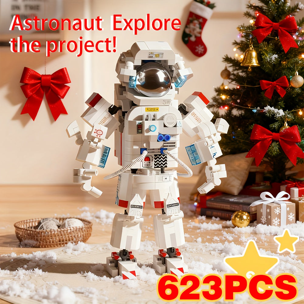 Astronaut Mini Building Block Set 623pcs – Space Theme DIY Desk Decoration, Stress-Relieving Assembly Toy for Boys & Girls, Easter & Holiday Gift
