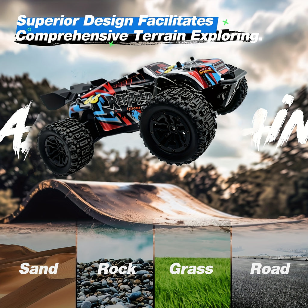 1:18 Scale 4WD High-Speed RC Car 35+ KM/H All-Terrain Off-Road Remote Control Truck - 2.4GHz Hobby-Grade Racing Crawler for Adults Kids Boys Birthday Gift