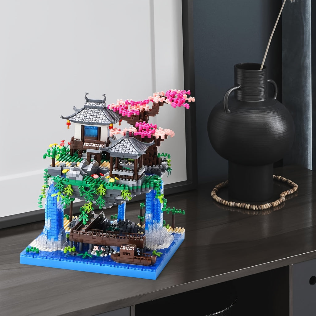 Micro Building Blocks Bonsai Tree Set 3320pcs – Cherry Blossom Peach Blossom Chinese Architecture Collectible Model Kit for Adults Teens