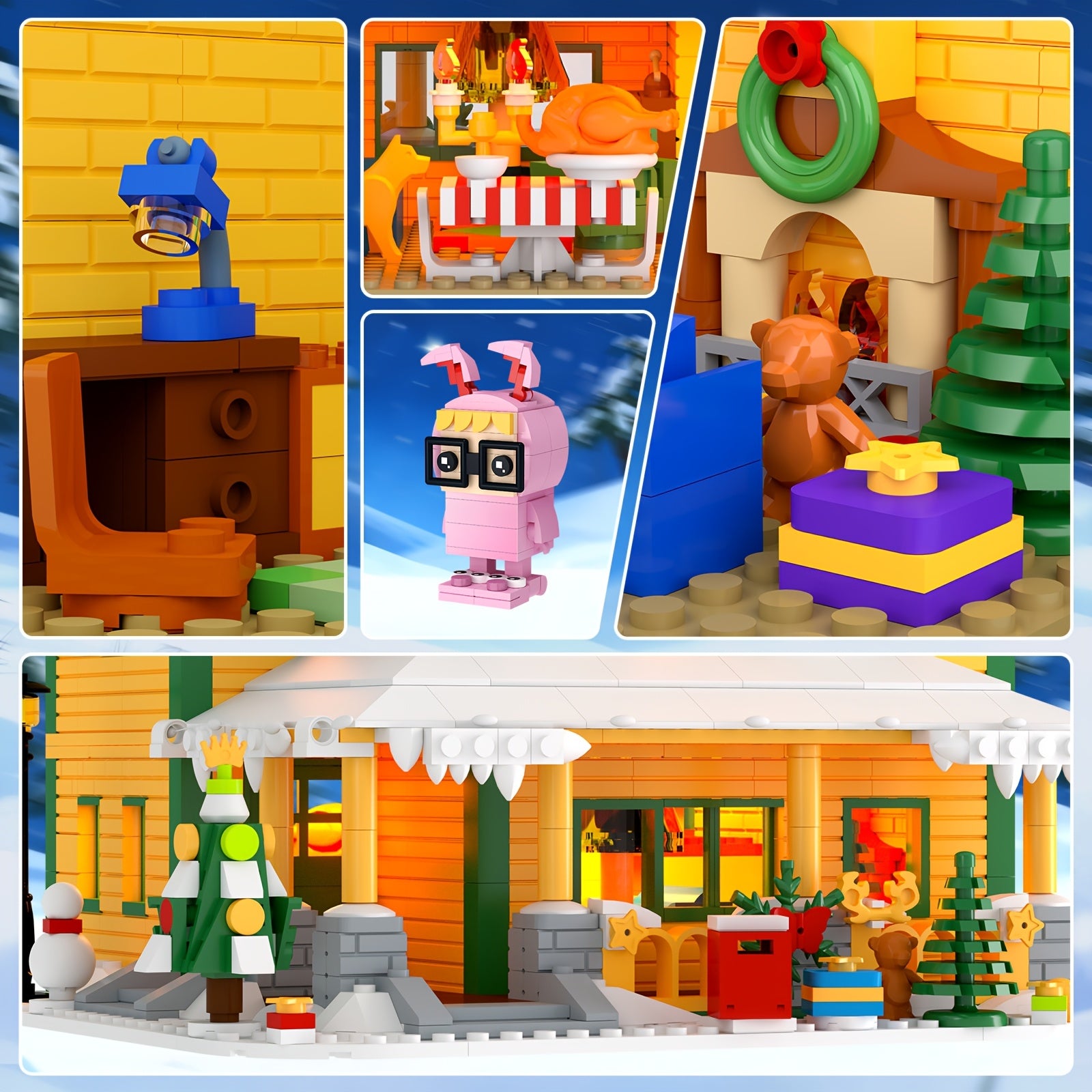 1146-Piece Christmas House Building Block Set with LED Lighting - Classic Christmas Story Model Kit, Character Figures & Detailed Interior, Holiday Display Decoration, Christmas Gift for Adults Families