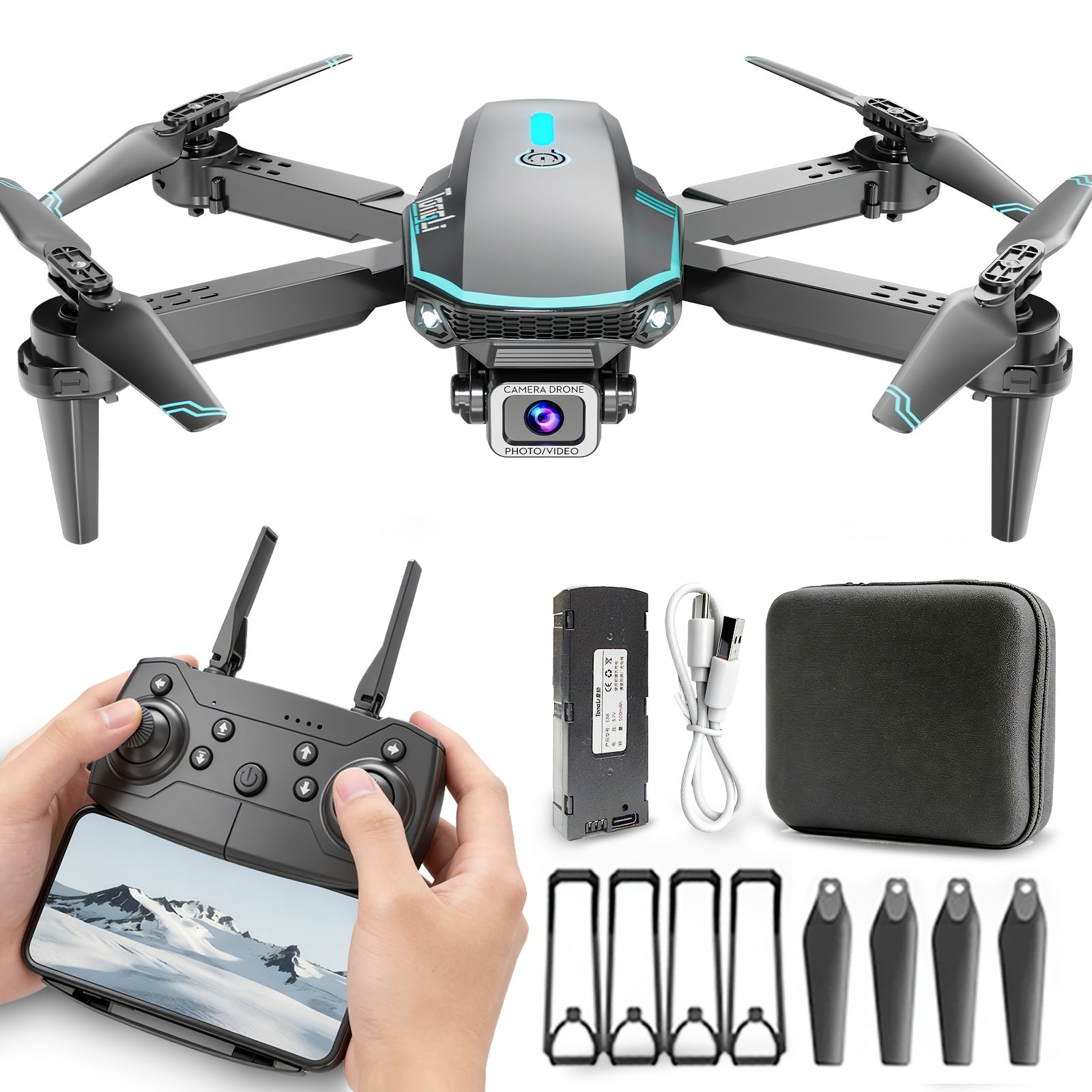 Foldable Beginner Drone with Optical Flow Hover & 360° Stunts – RC Quadcopter, Headless Mode, One-Key Takeoff/Landing, Crash-Resistant, Aerial Photography, Easy to Fly Gift