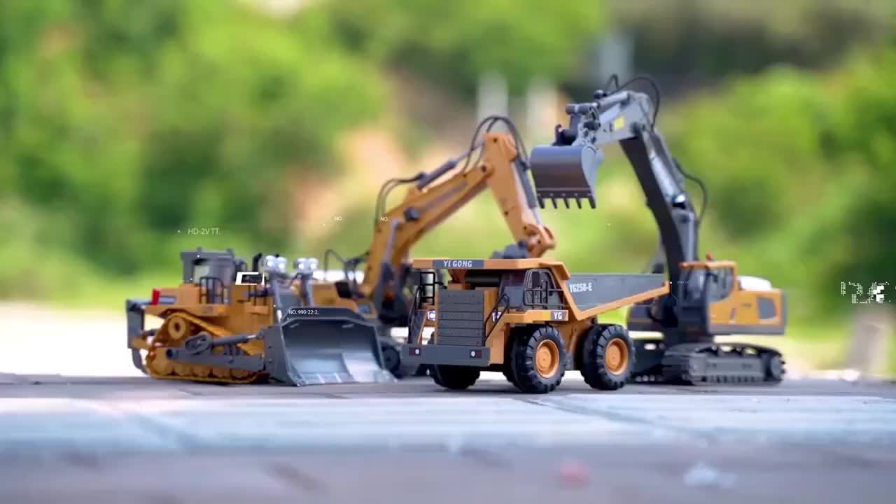 Remote Control Excavator Toy Metal Shovel LED Light 1200mAh RC Construction Truck Set Loader Garbage Truck Combo Boys Kids Ages 6+ Birthday Christmas Gift