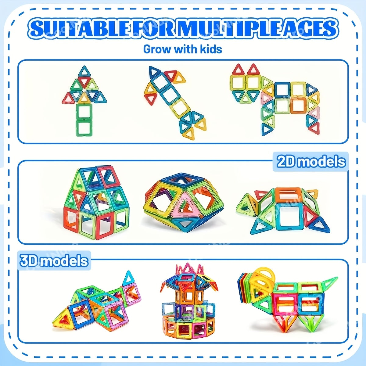 Magnetic Building Blocks 60 Piece Set STEM Toy – DIY Photo Puzzle Construction Learning Toy for Boys Girls Creative Birthday Gift Age 3+